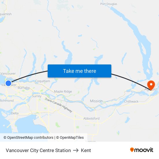 Vancouver City Centre Station to Kent map