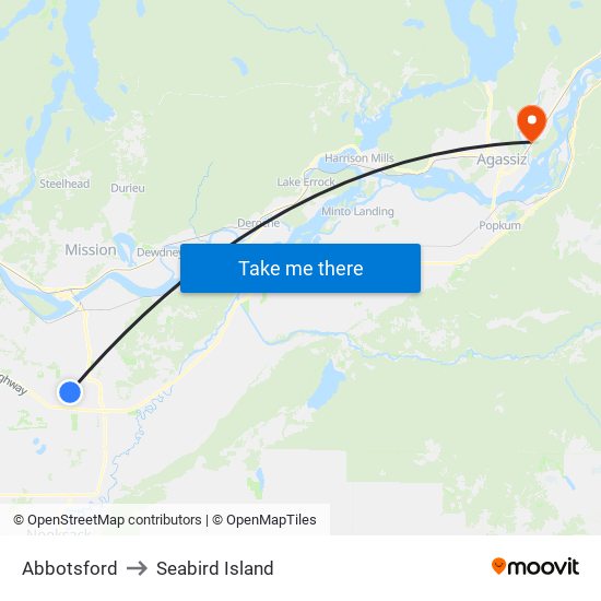 Abbotsford to Seabird Island map