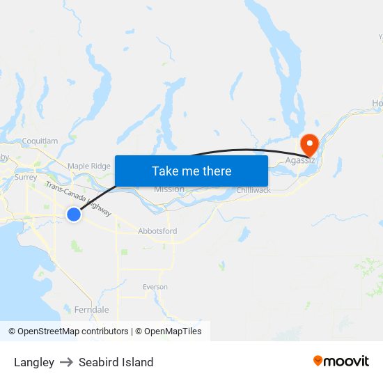 Langley to Seabird Island map