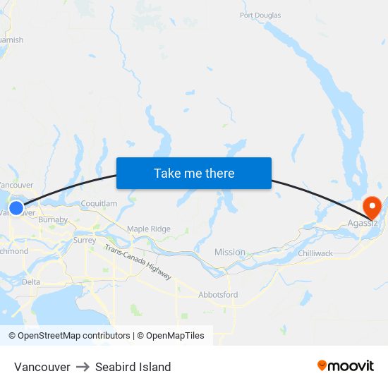 Vancouver to Seabird Island map