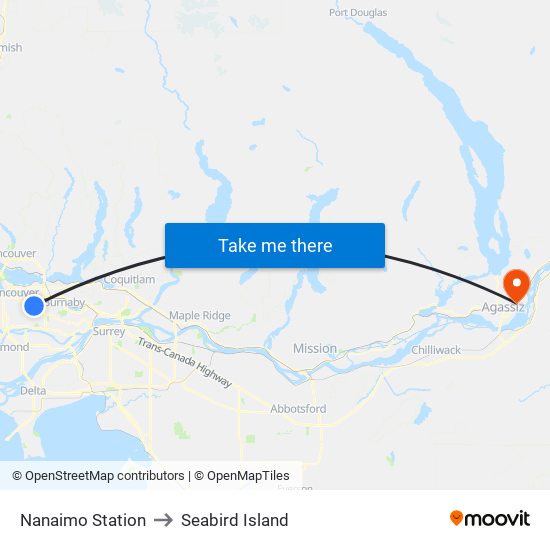 Nanaimo Station to Seabird Island map