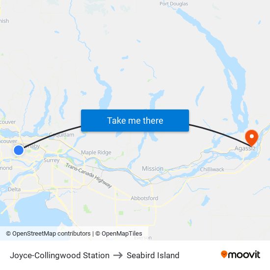 Joyce-Collingwood Station to Seabird Island map
