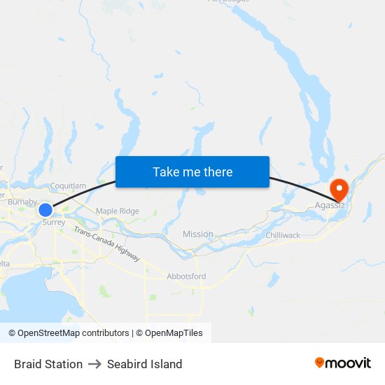 Braid Station to Seabird Island map