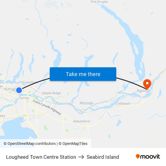 Lougheed Town Centre Station to Seabird Island map