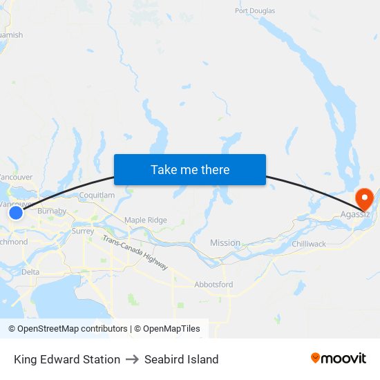 King Edward Station to Seabird Island map