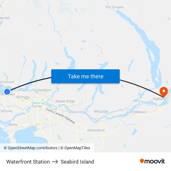 Waterfront Station to Seabird Island map