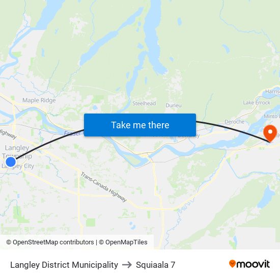 Langley District Municipality to Squiaala 7 map