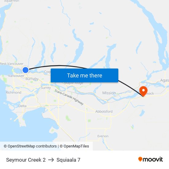 Seymour Creek 2 to Squiaala 7 map