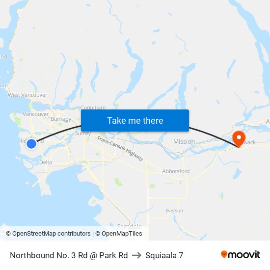 Northbound No. 3 Rd @ Park Rd to Squiaala 7 map