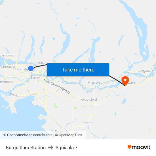 Burquitlam Station to Squiaala 7 map