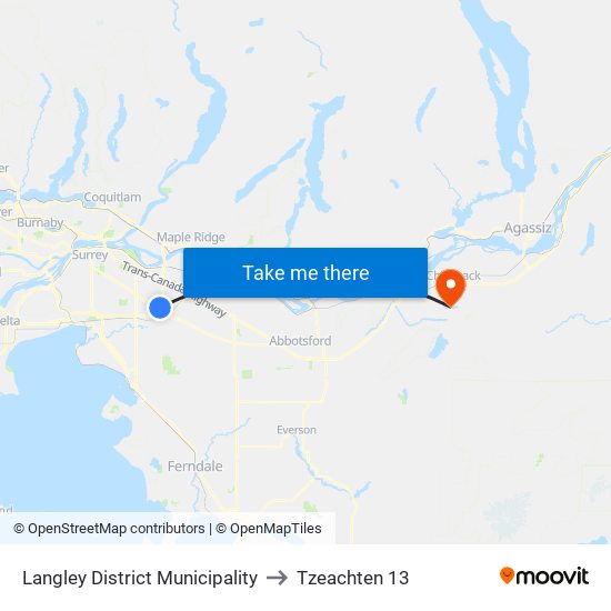 Langley District Municipality to Tzeachten 13 map