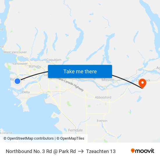 Northbound No. 3 Rd @ Park Rd to Tzeachten 13 map