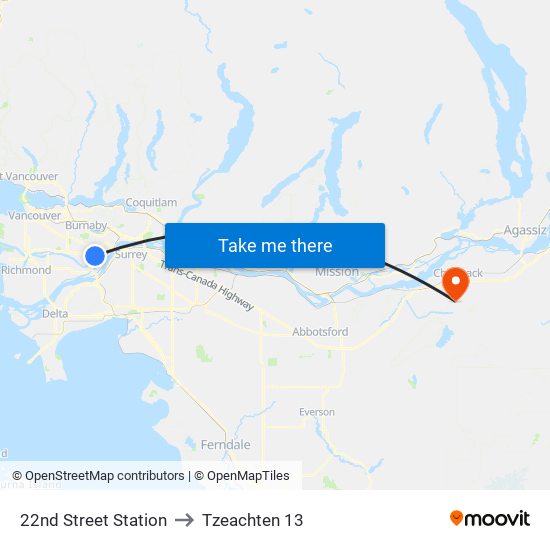 22nd Street Station to Tzeachten 13 map