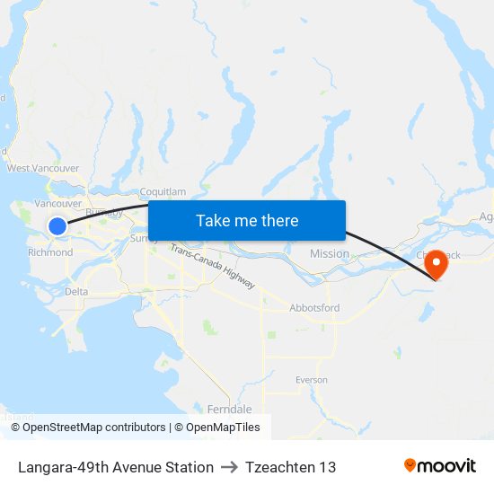 Langara-49th Avenue Station to Tzeachten 13 map