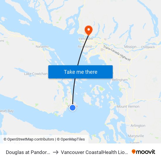 Douglas at Pandora - City Hall to Vancouver CoastalHealth Lions Gate Hospital map