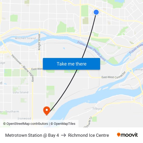 Metrotown Station @ Bay 4 to Richmond Ice Centre map