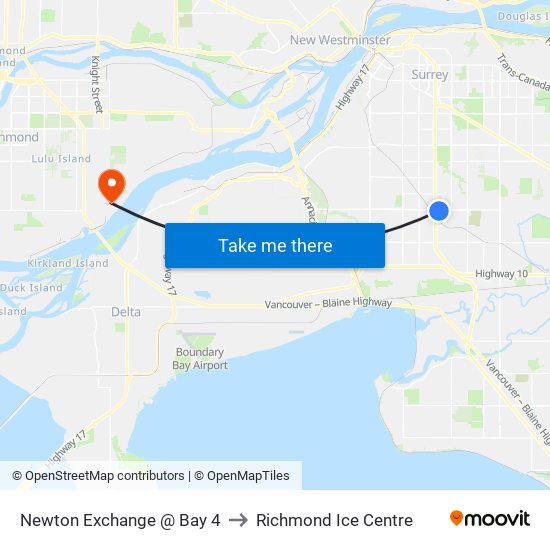 Newton Exchange @ Bay 4 to Richmond Ice Centre map