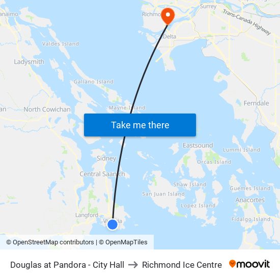 Douglas at Pandora - City Hall to Richmond Ice Centre map