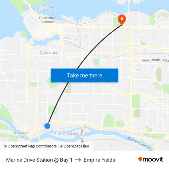 Marine Drive Station @ Bay 1 to Empire Fields map