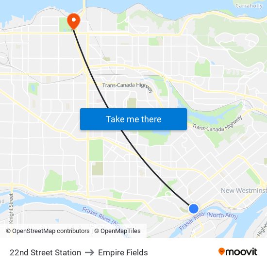 22nd Street Station to Empire Fields map