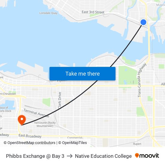 Phibbs Exchange @ Bay 3 to Native Education College map
