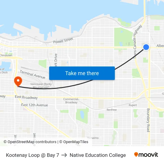 Kootenay Loop @ Bay 7 to Native Education College map