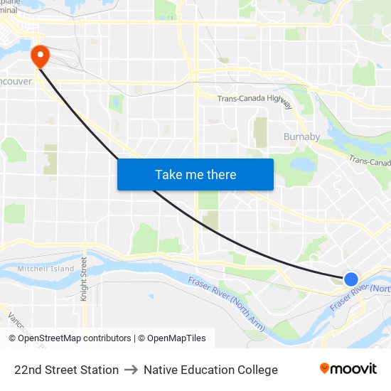 22nd Street Station to Native Education College map