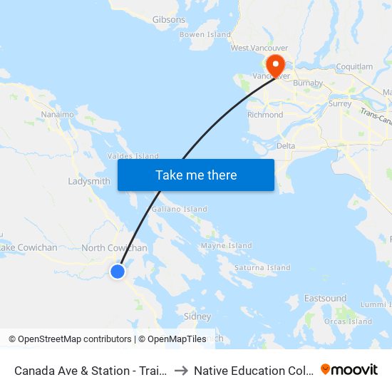 Canada Ave & Station - Train Stn to Native Education College map