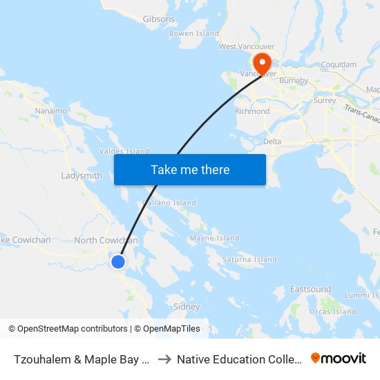 Tzouhalem & Maple Bay Rd to Native Education College map