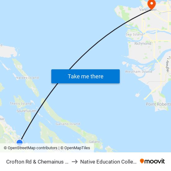 Crofton Rd & Chemainus Rd to Native Education College map
