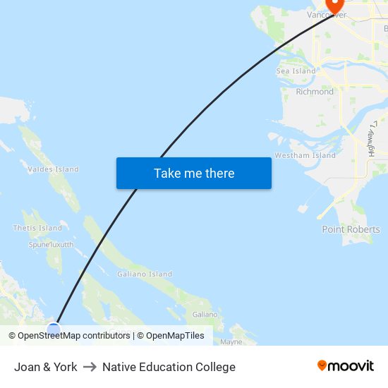 Joan & York to Native Education College map