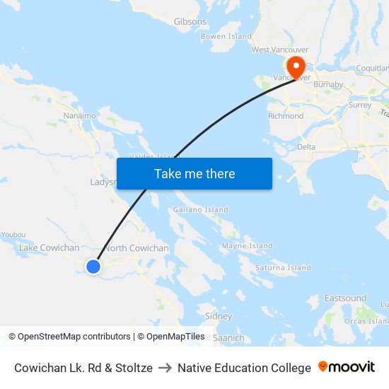 Cowichan Lk. Rd & Stoltze to Native Education College map