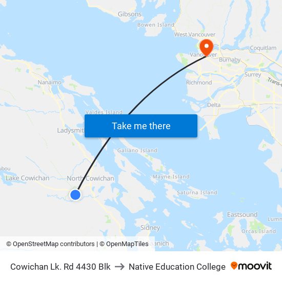 Cowichan Lk. Rd 4430 Blk to Native Education College map