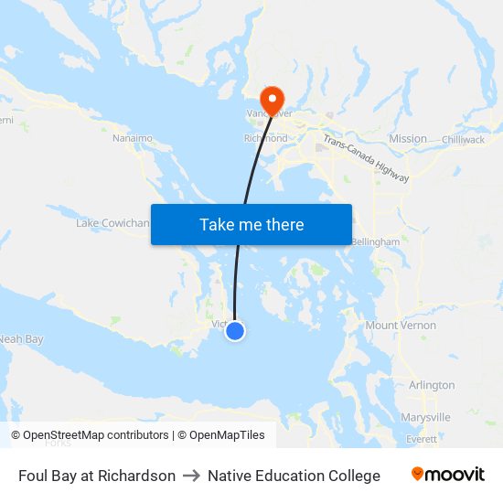 Foul Bay at Richardson to Native Education College map