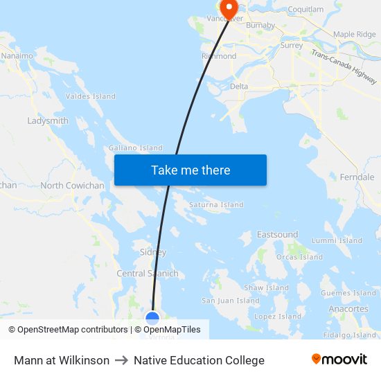 Mann at Wilkinson to Native Education College map