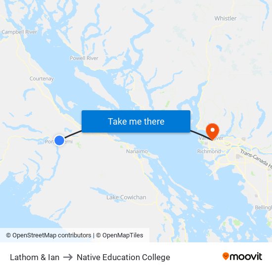 Lathom & Ian to Native Education College map