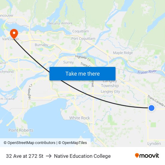 32 Ave at 272 St to Native Education College map