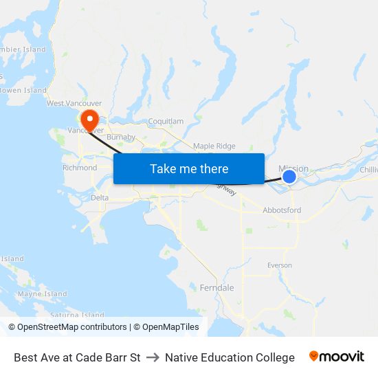 Best & Cade Barr to Native Education College map