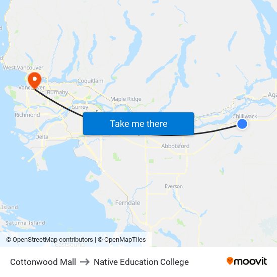 Cottonwood Mall to Native Education College map