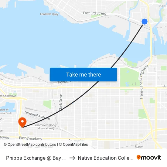 Phibbs Exchange @ Bay 10 to Native Education College map