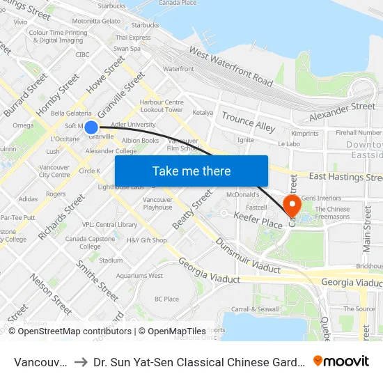 Vancouver to Dr. Sun Yat-Sen Classical Chinese Garden map