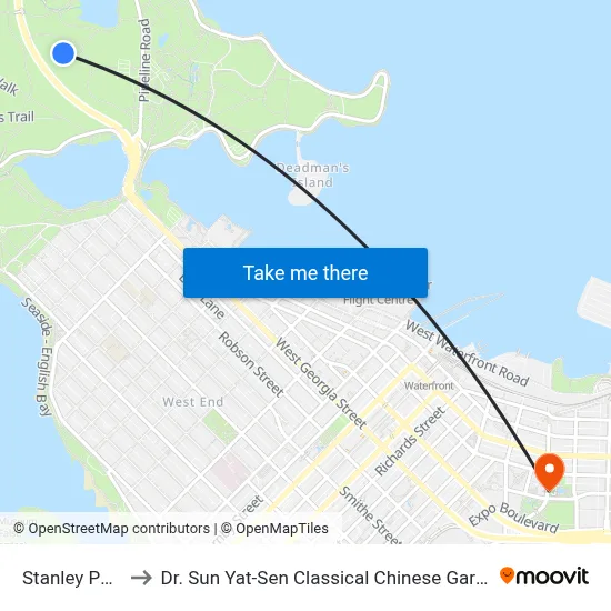 Stanley Park to Dr. Sun Yat-Sen Classical Chinese Garden map