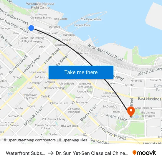 Waterfront Substation to Dr. Sun Yat-Sen Classical Chinese Garden map