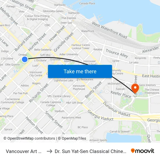 Vancouver Art Gallery to Dr. Sun Yat-Sen Classical Chinese Garden map