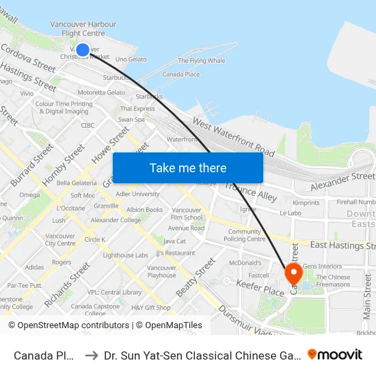Canada Place to Dr. Sun Yat-Sen Classical Chinese Garden map