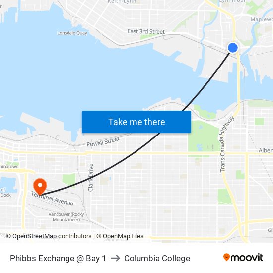 Phibbs Exchange @ Bay 1 to Columbia College map