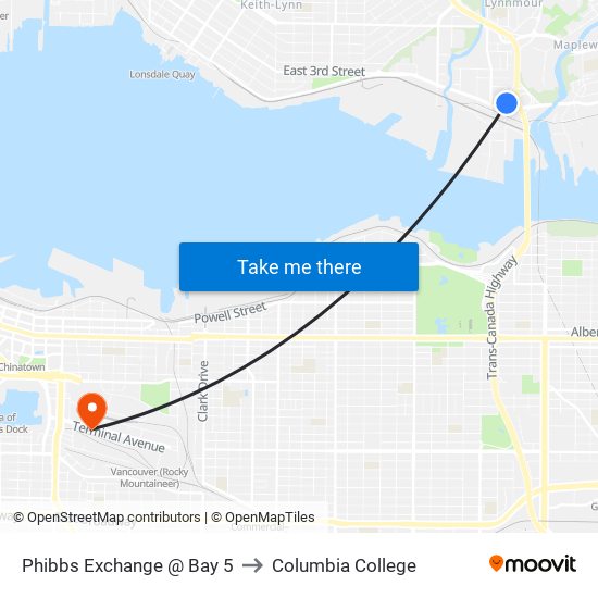 Phibbs Exchange @ Bay 5 to Columbia College map