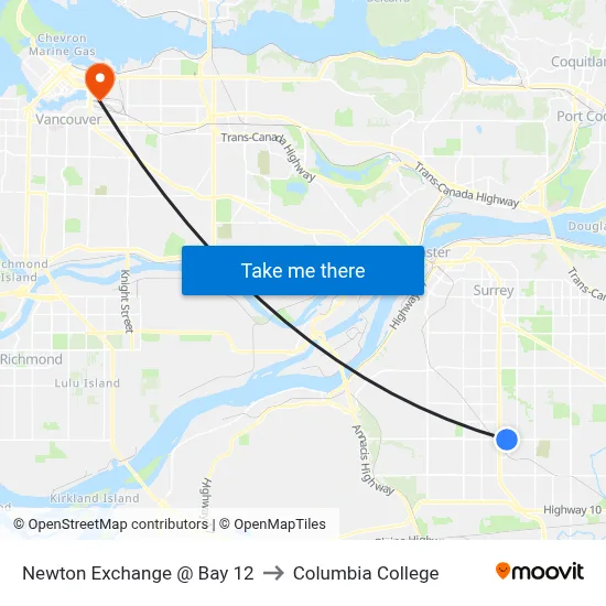 Newton Exchange @ Bay 12 to Columbia College map