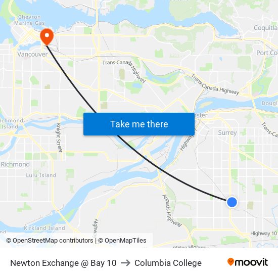 Newton Exchange @ Bay 10 to Columbia College map