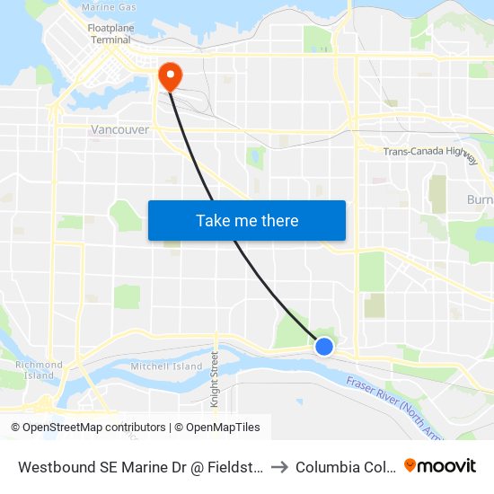 Westbound SE Marine Dr @ Fieldstone Ave to Columbia College map